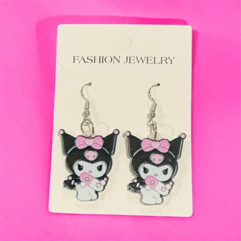💜 NEW 💜 Kuromi Earrings | Pink & Black Kawaii Character Earrings